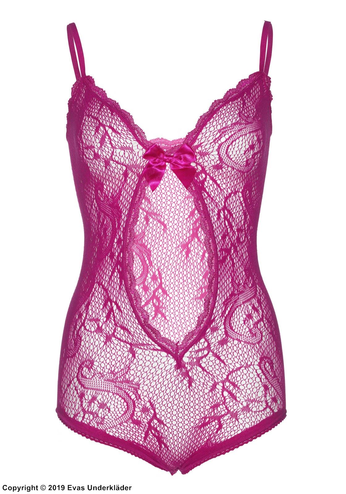 Keyhole cut out lace teddy